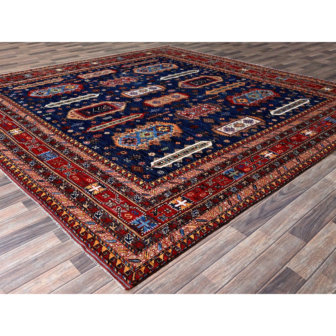 9'11" x 10'2" New Hand Knotted Blue Wool Square Oriental Rug - MOA102566