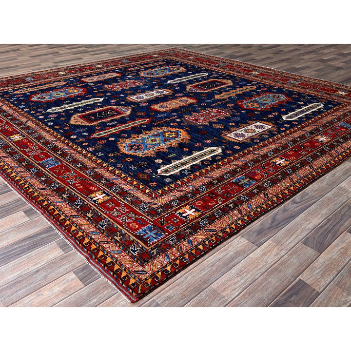 9'11" x 10'2" New Hand Knotted Blue Wool Square Oriental Rug - MOA102566