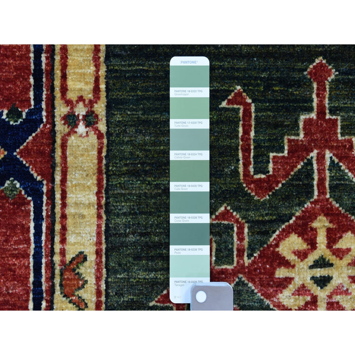 4'0" x 9'8" New Hand Knotted Green Wool Runner Oriental Rug - MOA10256785