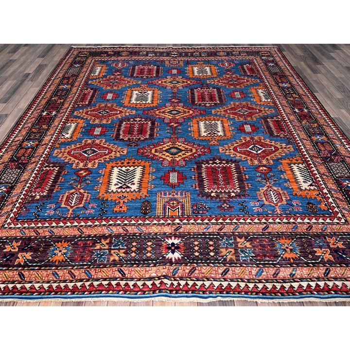 8'3" x 9'6" New Hand Knotted Blue Wool Rectangle Oriental Rug - MOA102567