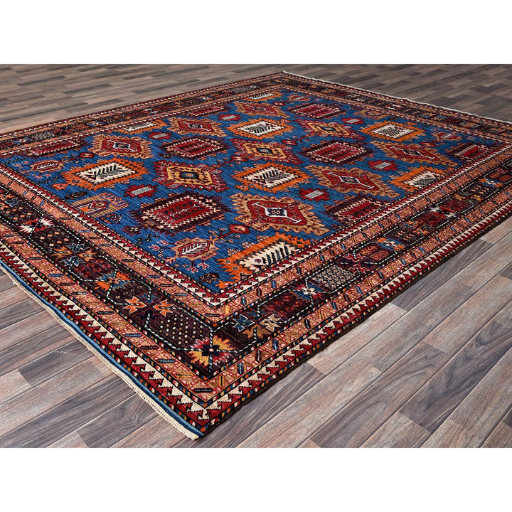 8'3" x 9'6" New Hand Knotted Blue Wool Rectangle Oriental Rug - MOA102567