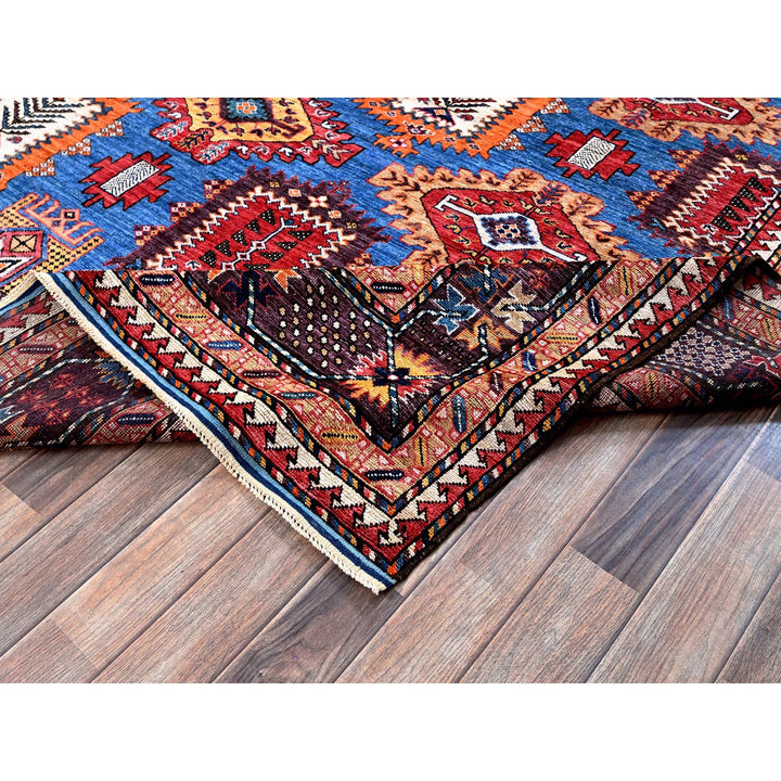 8'3" x 9'6" New Hand Knotted Blue Wool Rectangle Oriental Rug - MOA102567