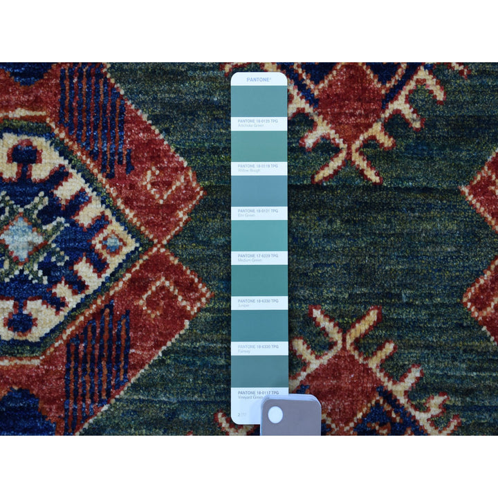 4'10" x 12'9" New Hand Knotted Teal Wool Runner Oriental Rug - MOA10256877