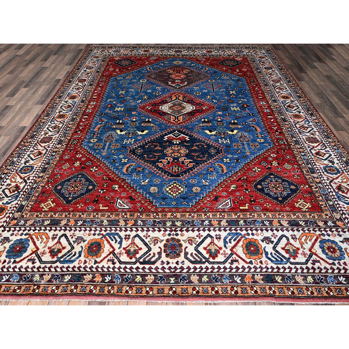 9'3" x 11'7" New Hand Knotted Blue Wool Rectangle Oriental Rug - MOA102568