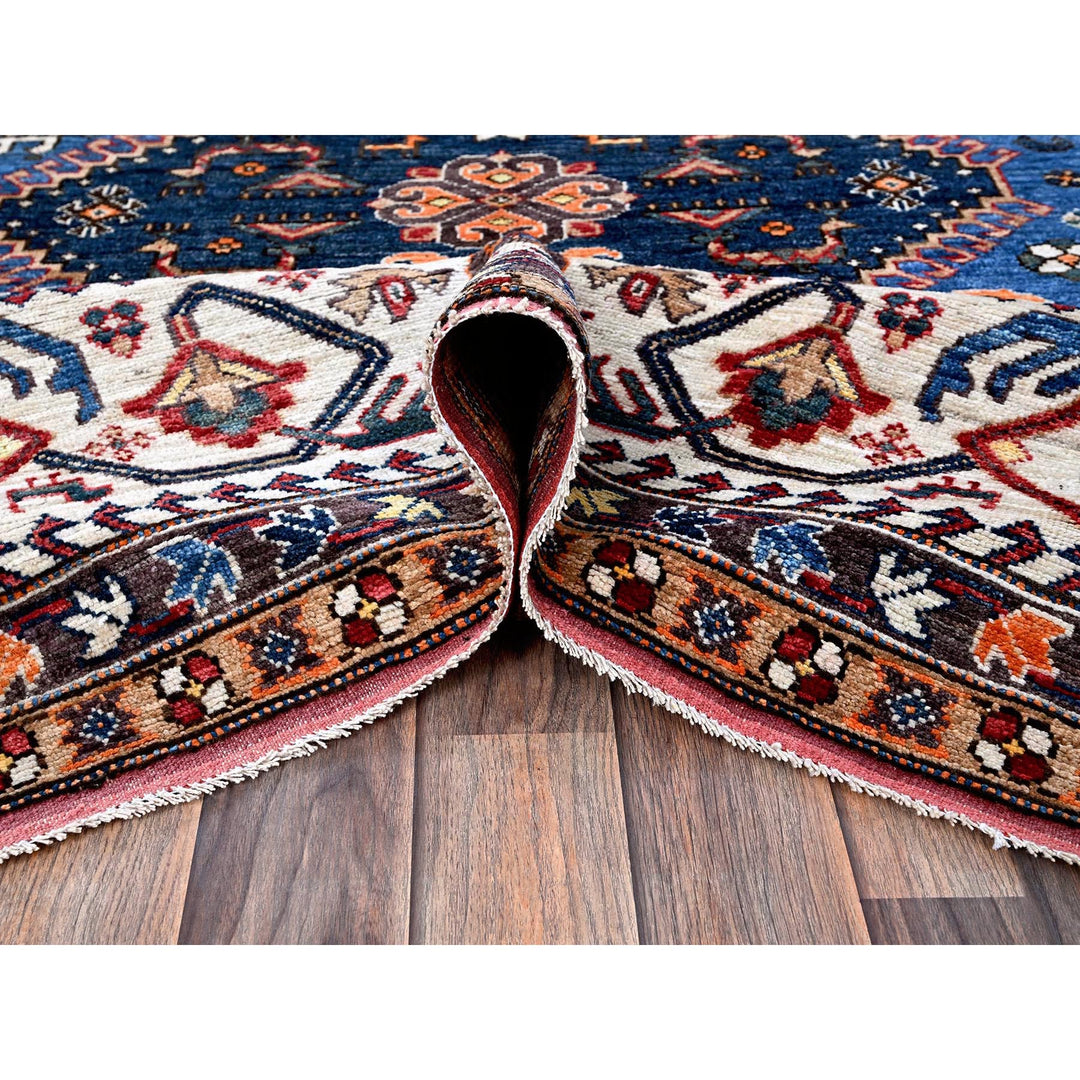 9'3" x 11'7" New Hand Knotted Blue Wool Rectangle Oriental Rug - MOA102568