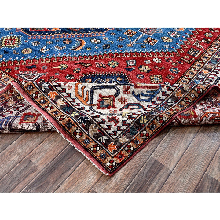 9'3" x 11'7" New Hand Knotted Blue Wool Rectangle Oriental Rug - MOA102568