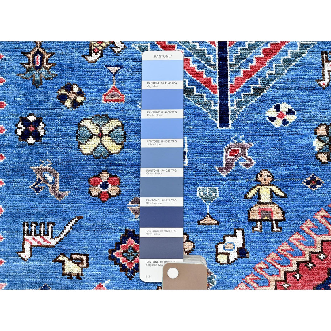 9'3" x 11'7" New Hand Knotted Blue Wool Rectangle Oriental Rug - MOA102568