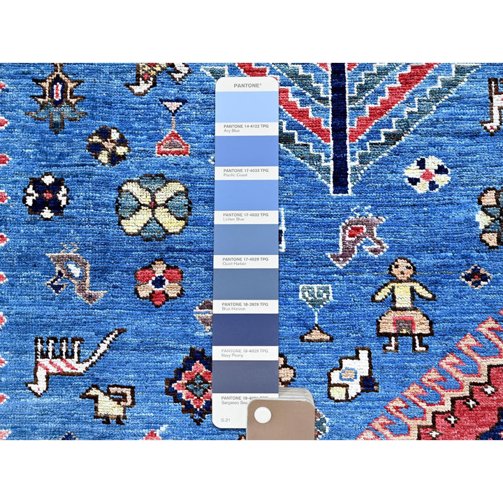 9'3" x 11'7" New Hand Knotted Blue Wool Rectangle Oriental Rug - MOA102568