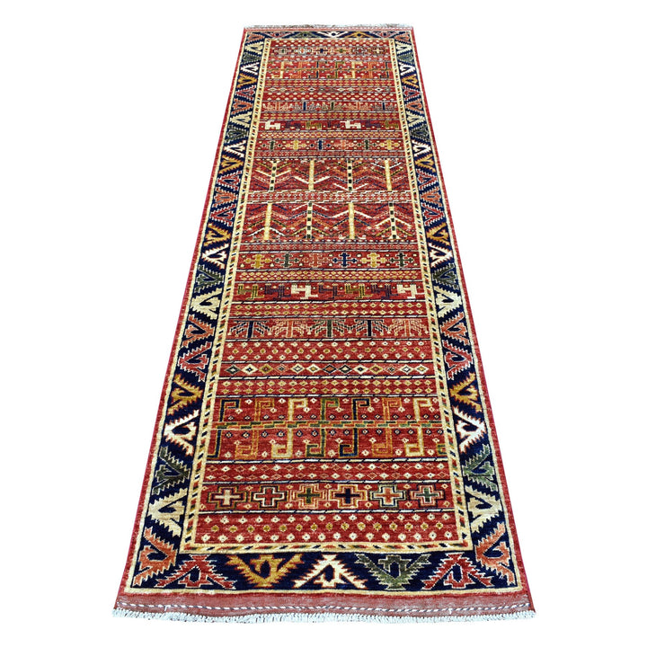 2'8" x 9'7" New Hand Knotted Red Wool Runner Oriental Rug - MOA10256929