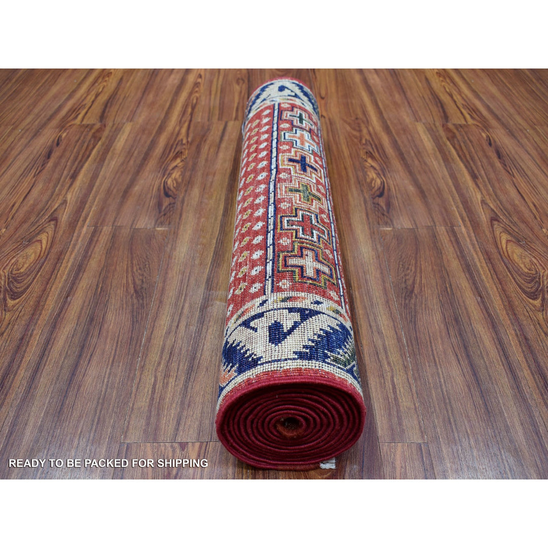 2'8" x 9'7" New Hand Knotted Red Wool Runner Oriental Rug - MOA10256929