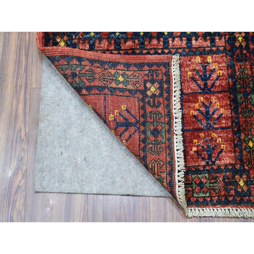 2'0" x 2'10" New Hand Knotted Red Cotton Rectangle Oriental Rug - MOA10256985