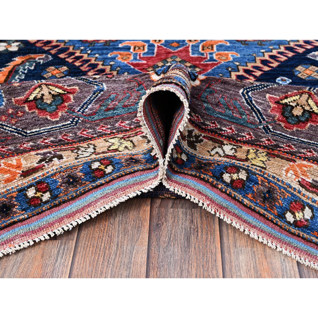 9'3" x 11'0" New Hand Knotted Blue Wool Rectangle Oriental Rug - MOA102569
