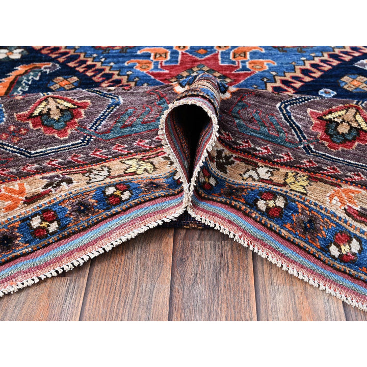 9'3" x 11'0" New Hand Knotted Blue Wool Rectangle Oriental Rug - MOA102569