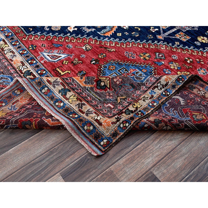 9'3" x 11'0" New Hand Knotted Blue Wool Rectangle Oriental Rug - MOA102569