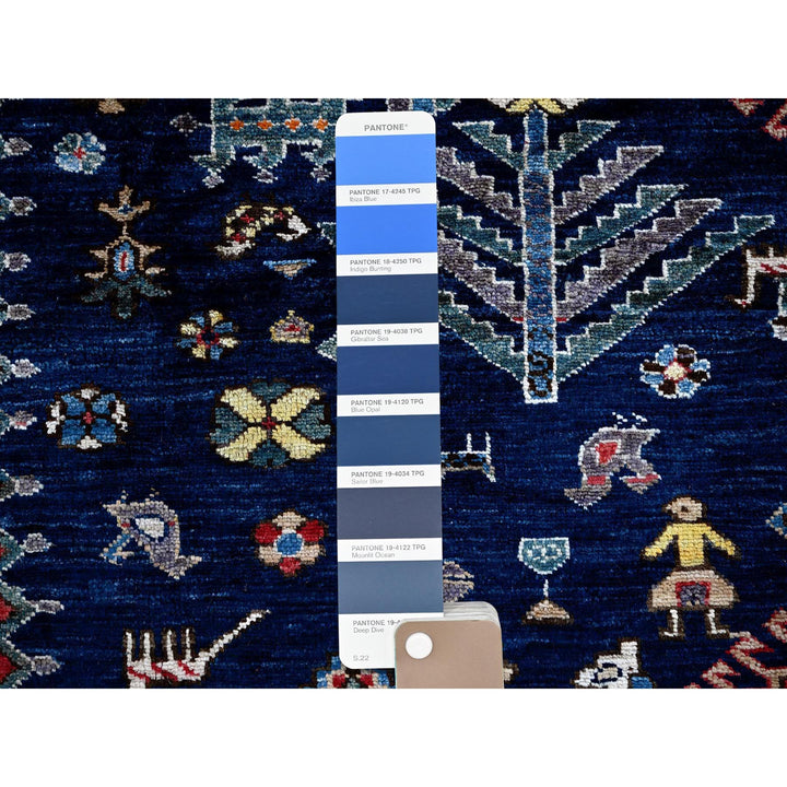 9'3" x 11'0" New Hand Knotted Blue Wool Rectangle Oriental Rug - MOA102569