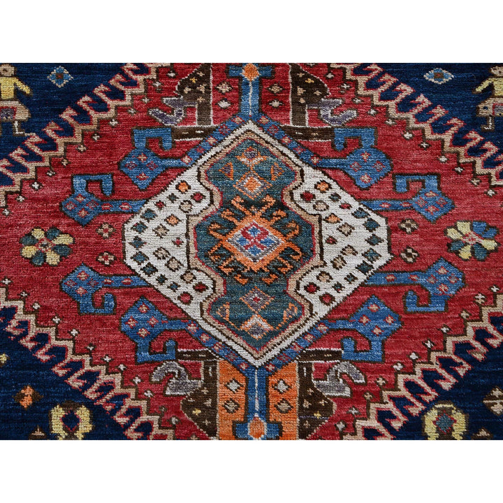 9'3" x 11'0" New Hand Knotted Blue Wool Rectangle Oriental Rug - MOA102569