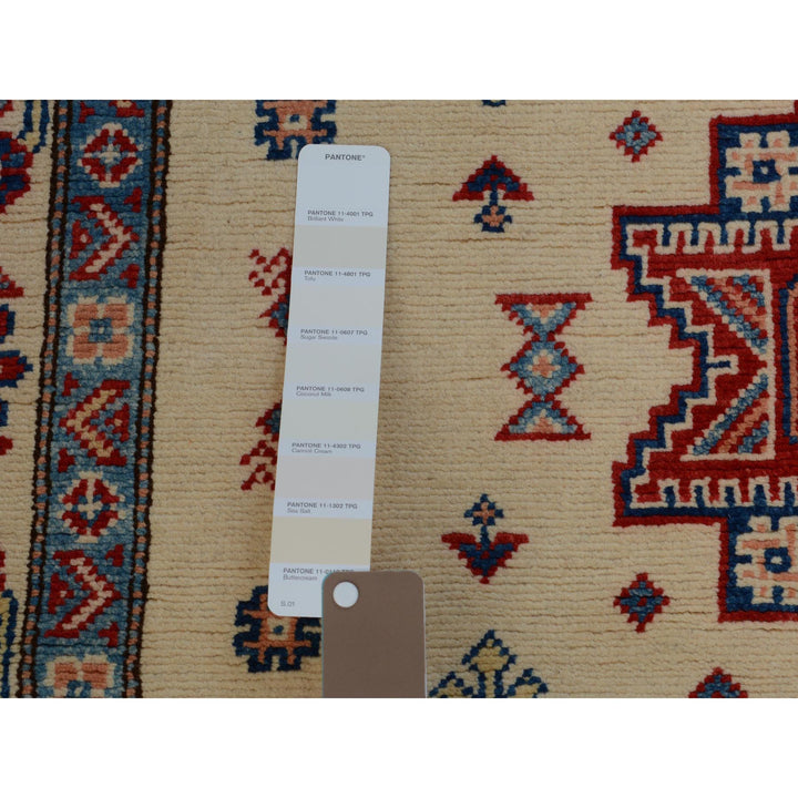 3'10" x 6'0" New Hand Knotted Ivory Wool Rectangle Oriental Rug - MOA10257081