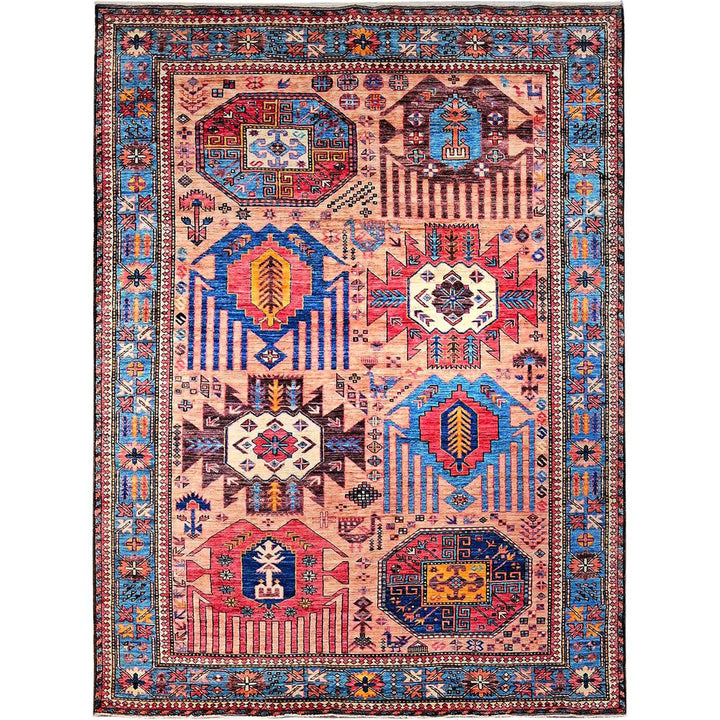 5'10" x 7'8" New Hand Knotted Orange Wool Rectangle Oriental Rug - MOA102570