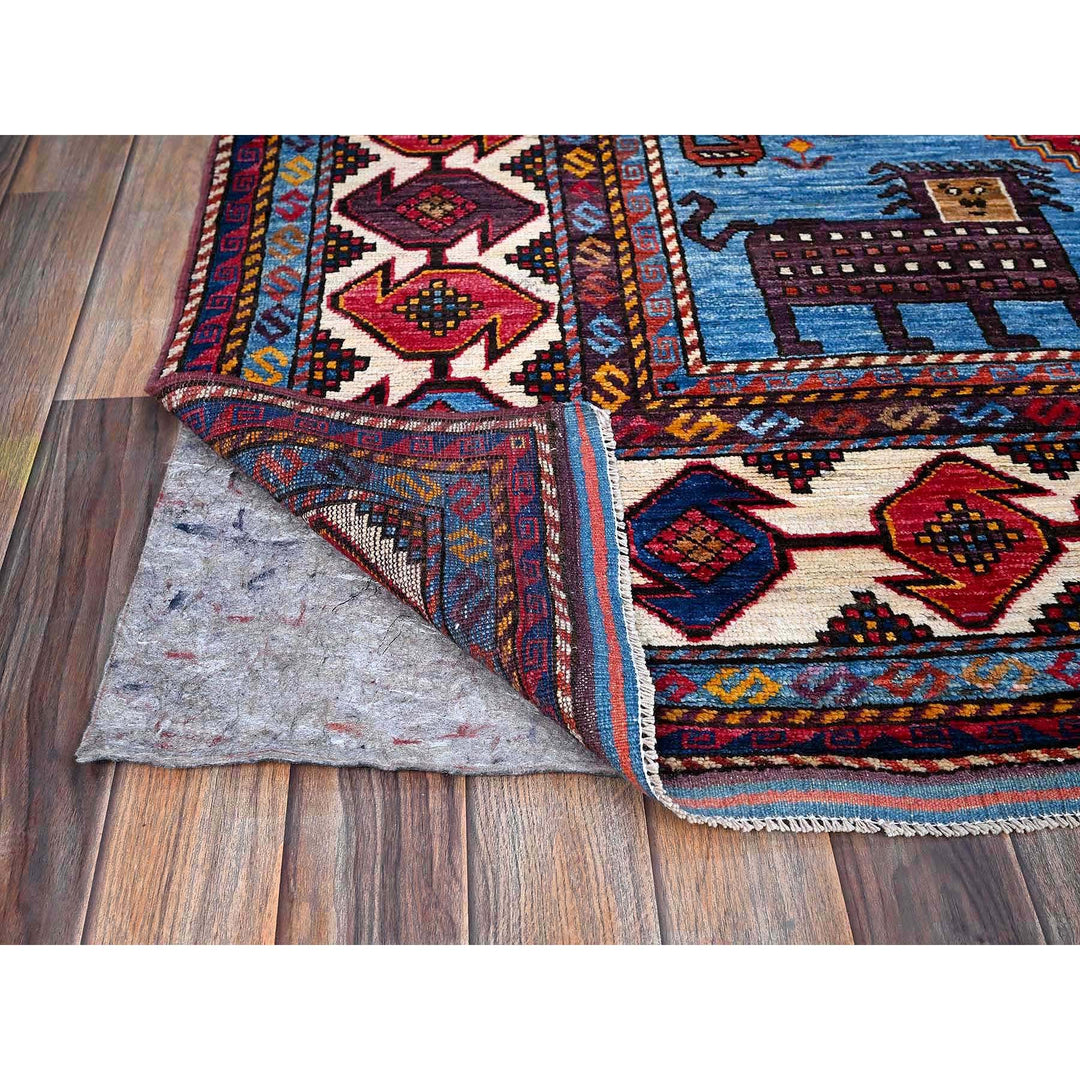 5'11" x 8'1" New Hand Knotted Blue Wool Rectangle Oriental Rug - MOA102571
