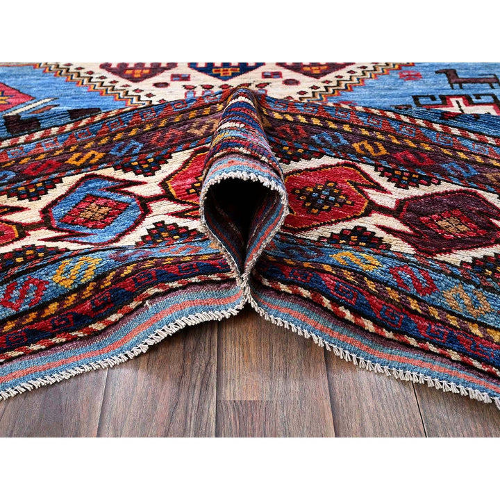 5'11" x 8'1" New Hand Knotted Blue Wool Rectangle Oriental Rug - MOA102571