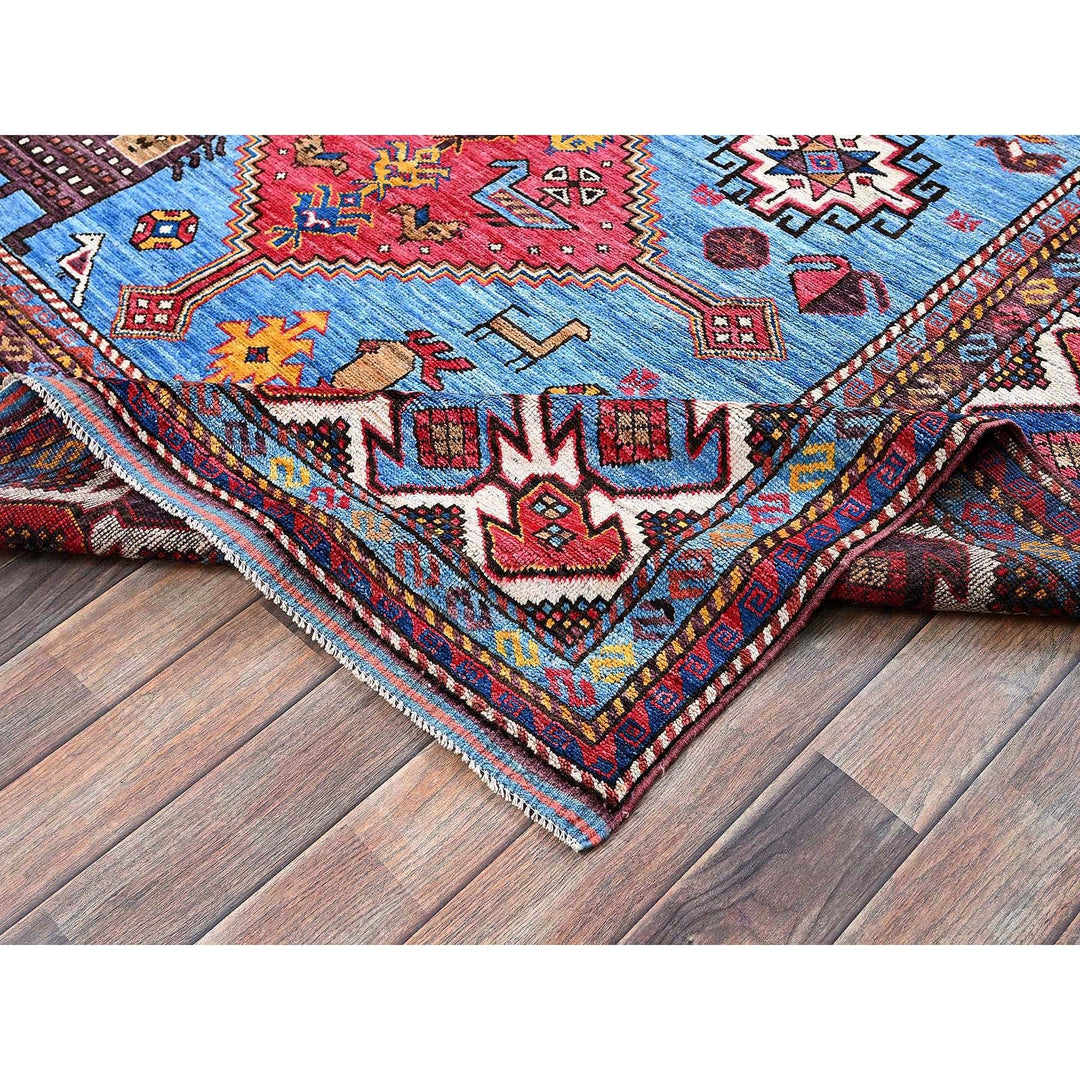 5'11" x 8'1" New Hand Knotted Blue Wool Rectangle Oriental Rug - MOA102571