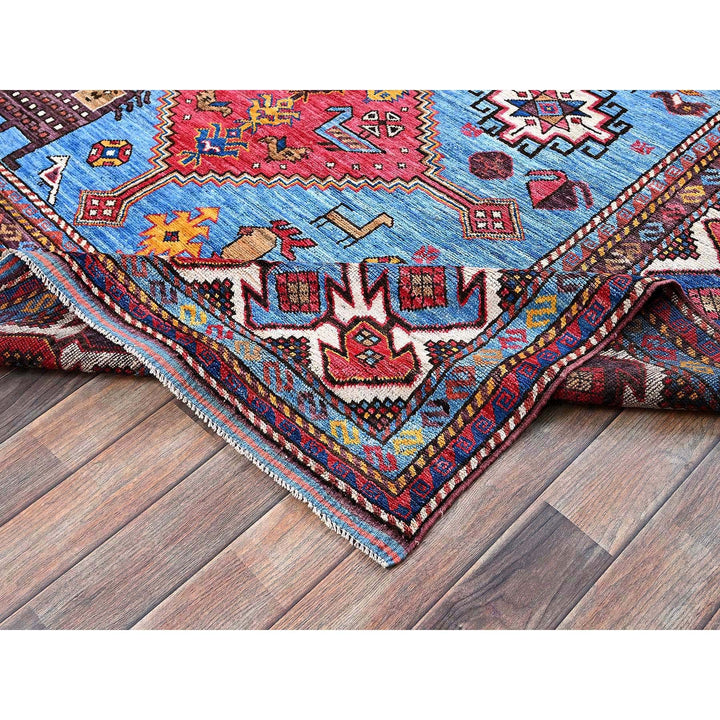 5'11" x 8'1" New Hand Knotted Blue Wool Rectangle Oriental Rug - MOA102571