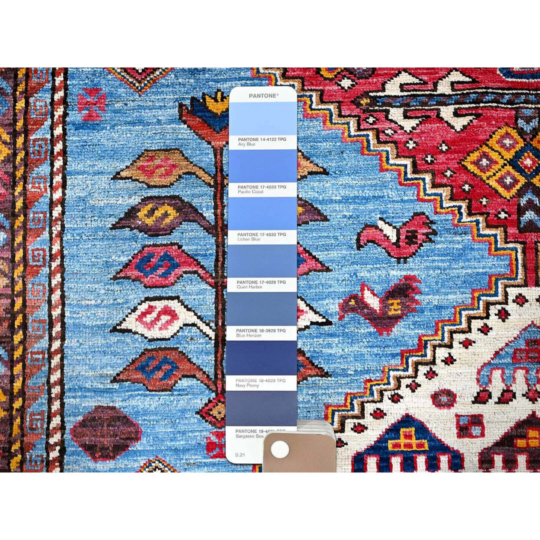 5'11" x 8'1" New Hand Knotted Blue Wool Rectangle Oriental Rug - MOA102571