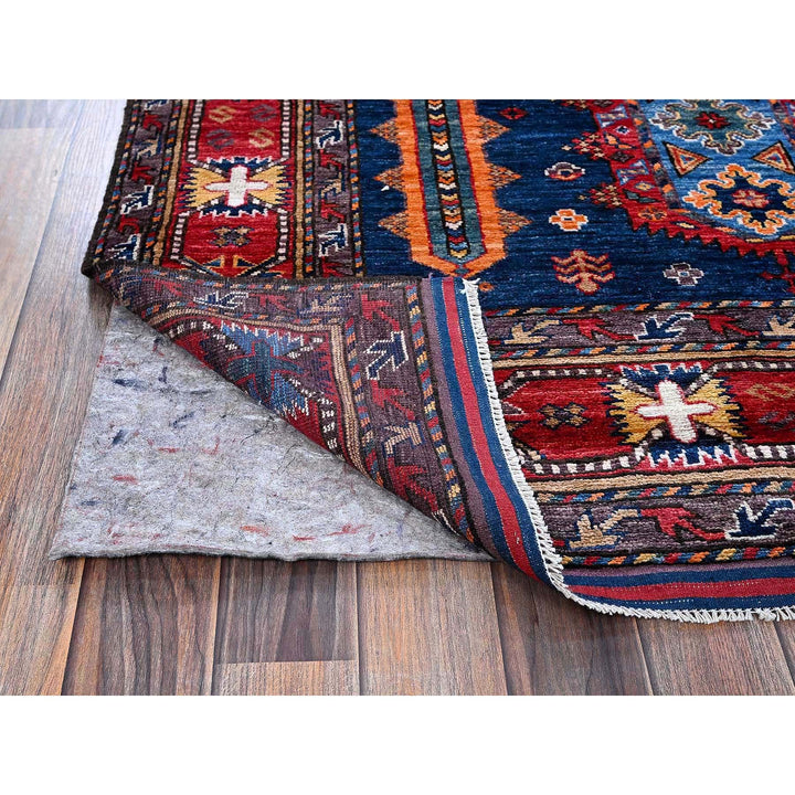 6'4" x 8'9" New Hand Knotted Blue Wool Rectangle Oriental Rug - MOA102572