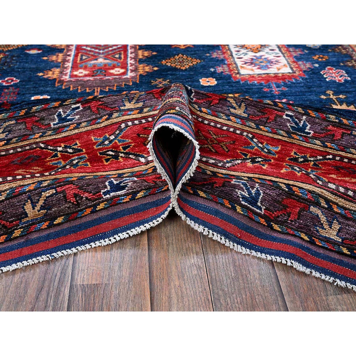 6'4" x 8'9" New Hand Knotted Blue Wool Rectangle Oriental Rug - MOA102572