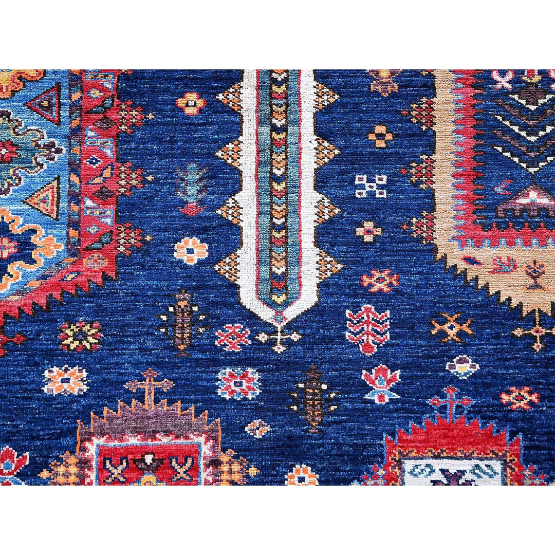 6'4" x 8'9" New Hand Knotted Blue Wool Rectangle Oriental Rug - MOA102572