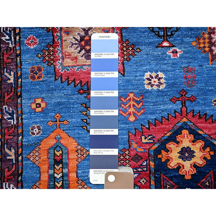 6'3" x 9'1" New Hand Knotted Blue Wool Rectangle Oriental Rug - MOA102573