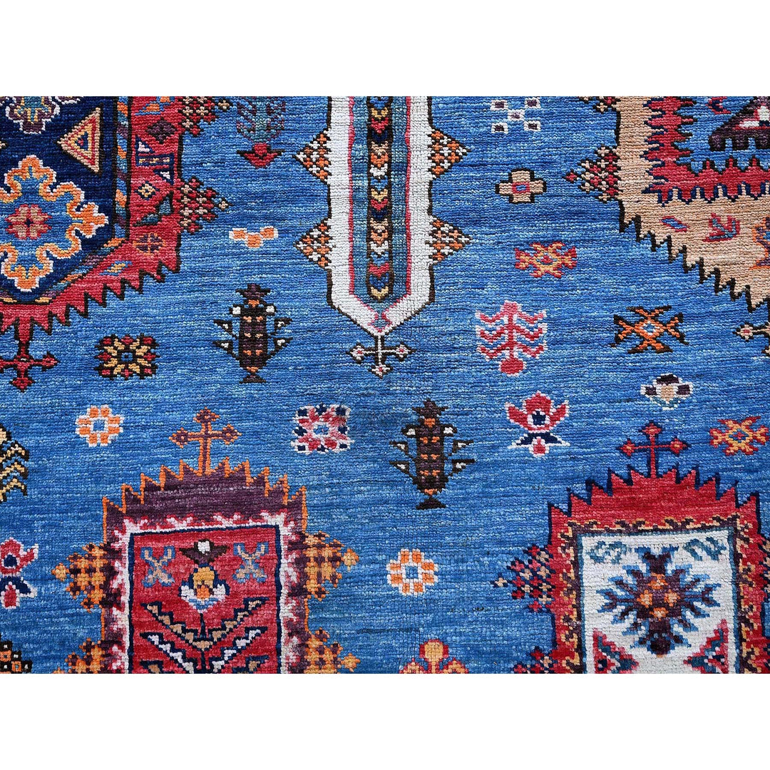 6'3" x 9'1" New Hand Knotted Blue Wool Rectangle Oriental Rug - MOA102573