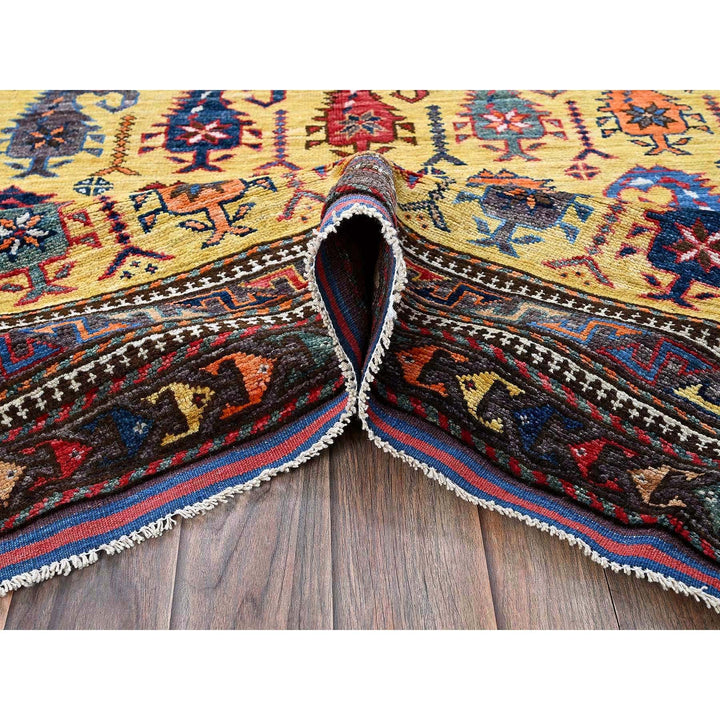 6'1" x 8'10" New Hand Knotted Yellow Wool Rectangle Oriental Rug - MOA102574