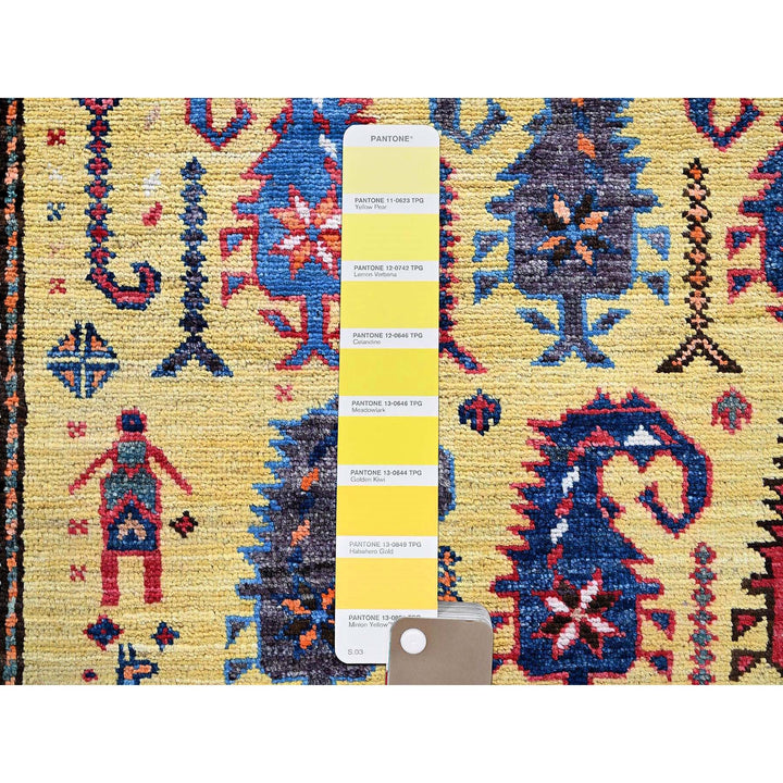 6'1" x 8'10" New Hand Knotted Yellow Wool Rectangle Oriental Rug - MOA102574