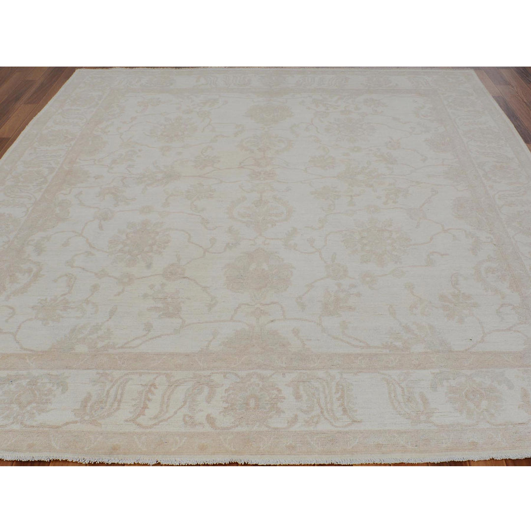 8'0" x 9'6" New Hand Knotted Ivory Wool Rectangle Oriental Rug - MOA10257538