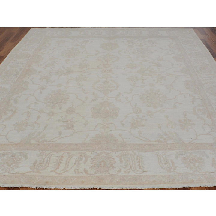 8'0" x 9'6" New Hand Knotted Ivory Wool Rectangle Oriental Rug - MOA10257538