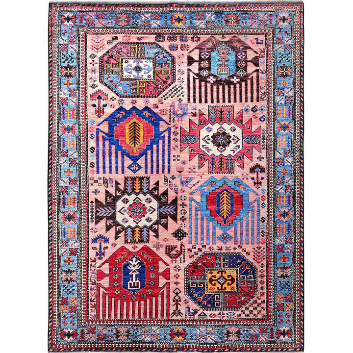 6'0" x 8'2" New Hand Knotted Pink Wool Rectangle Oriental Rug - MOA102575