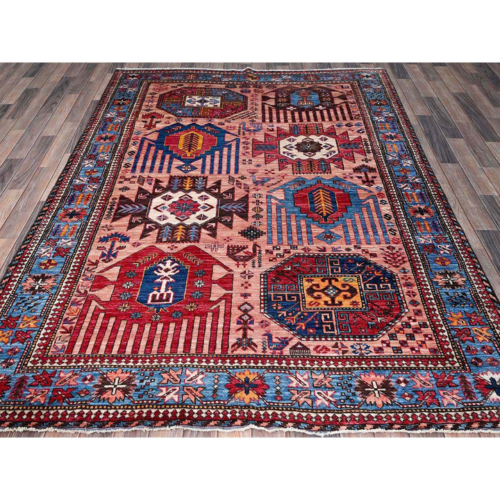 6'0" x 8'2" New Hand Knotted Pink Wool Rectangle Oriental Rug - MOA102575