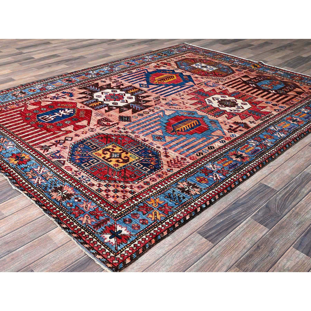 6'0" x 8'2" New Hand Knotted Pink Wool Rectangle Oriental Rug - MOA102575