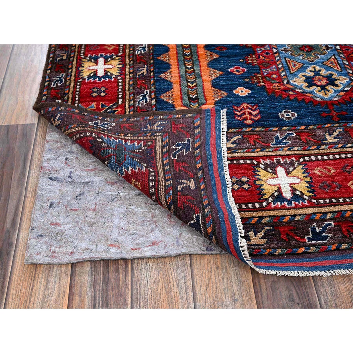 6'1" x 8'5" New Hand Knotted Blue Wool Rectangle Oriental Rug - MOA102576