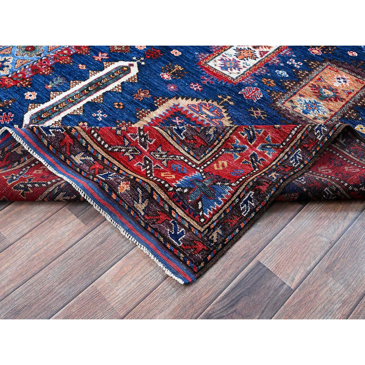 6'1" x 8'5" New Hand Knotted Blue Wool Rectangle Oriental Rug - MOA102576