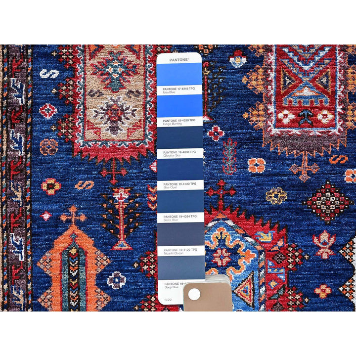 6'1" x 8'5" New Hand Knotted Blue Wool Rectangle Oriental Rug - MOA102576
