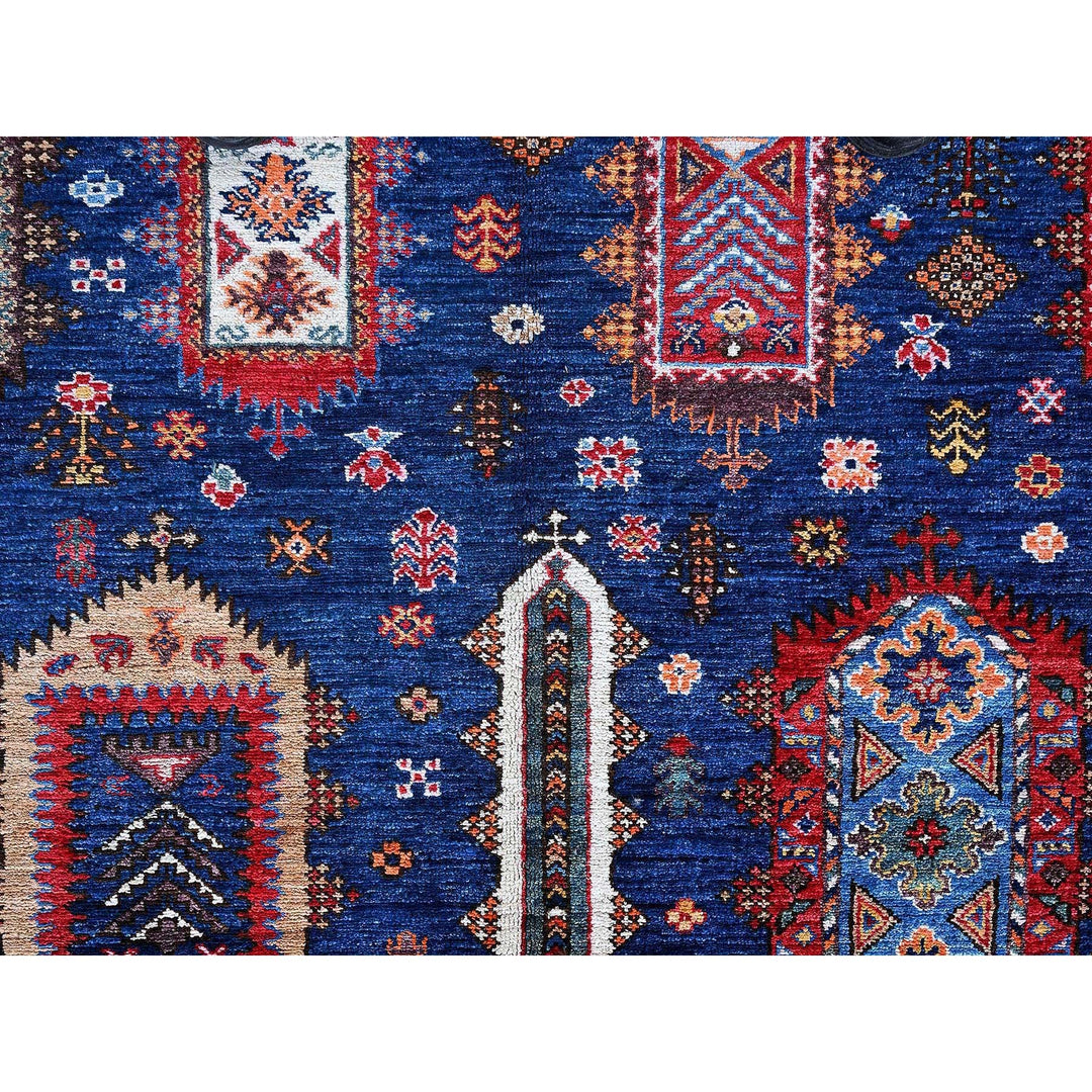 6'1" x 8'5" New Hand Knotted Blue Wool Rectangle Oriental Rug - MOA102576
