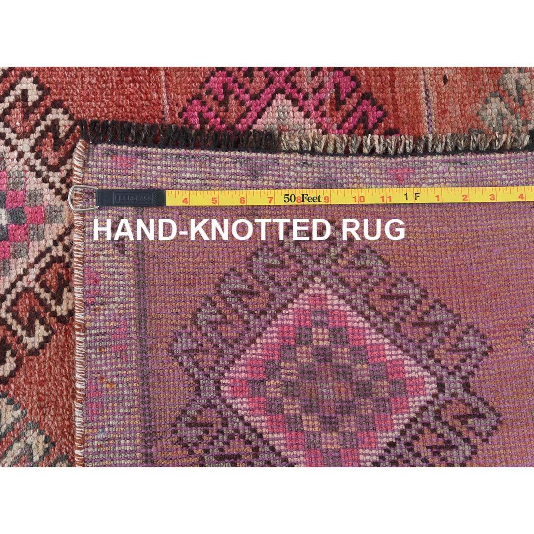 3'7" x 7'9" Vintage Hand Knotted Red Cotton Runner Oriental Rug - MOA10257773