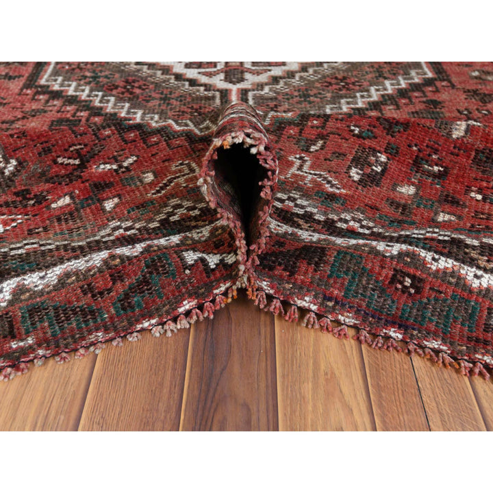 6'9" x 9'6" Vintage Hand Knotted Red Wool Rectangle Oriental Rug - MOA10257783