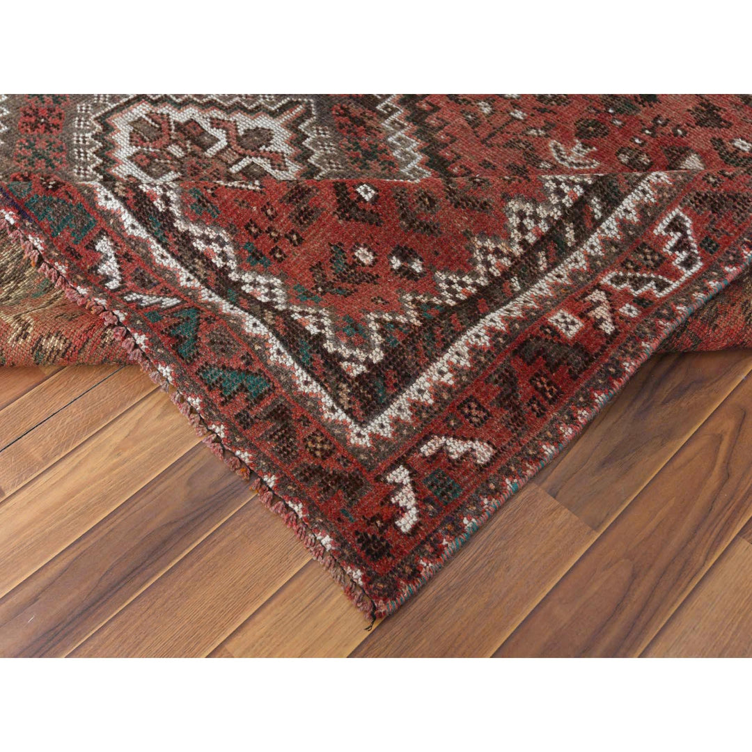 6'9" x 9'6" Vintage Hand Knotted Red Wool Rectangle Oriental Rug - MOA10257783