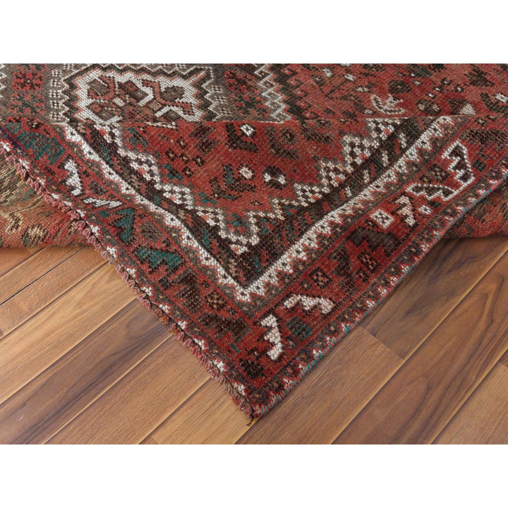 6'9" x 9'6" Vintage Hand Knotted Red Wool Rectangle Oriental Rug - MOA10257783