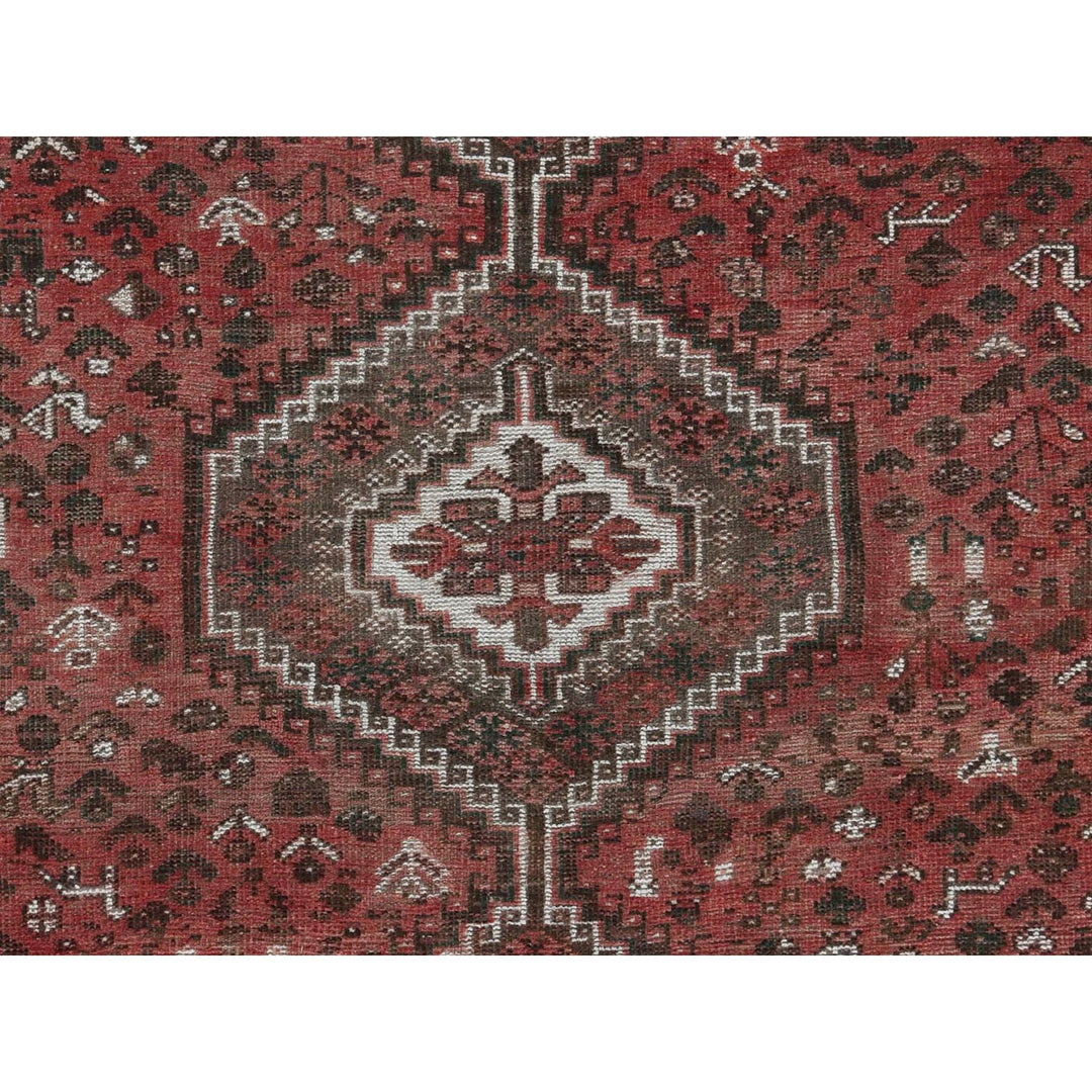 6'9" x 9'6" Vintage Hand Knotted Red Wool Rectangle Oriental Rug - MOA10257783