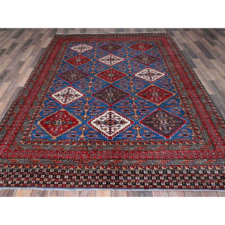 6'1" x 8'6" New Hand Knotted Blue Wool Rectangle Oriental Rug - MOA102577