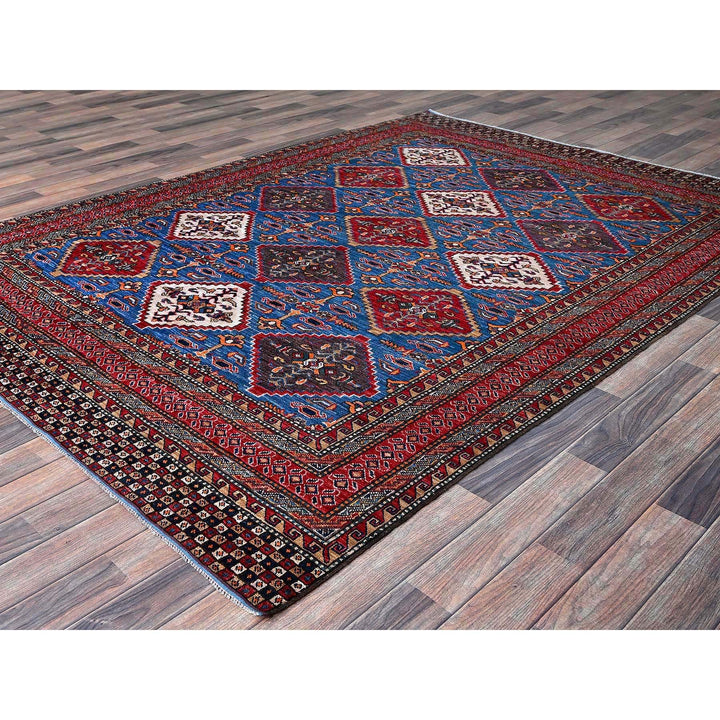 6'1" x 8'6" New Hand Knotted Blue Wool Rectangle Oriental Rug - MOA102577